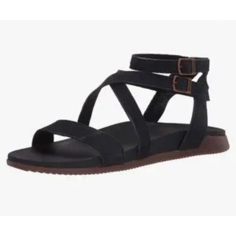 Chaco Maya Black Leather Slingback Thong Sandals Size 11 excellent condition